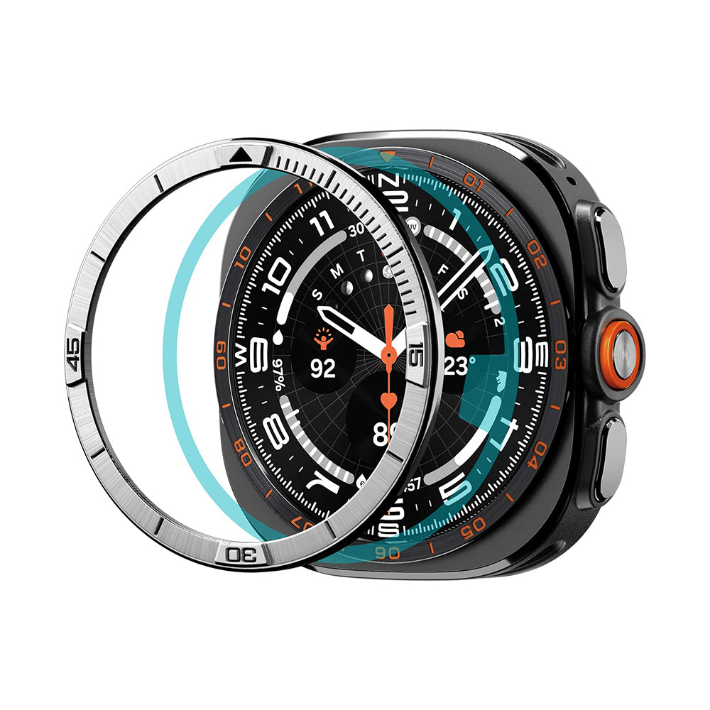 Marco Protector Spigen Tune Pilot para Samsung Galaxy Watch Ultra2, Plateado ACS11616