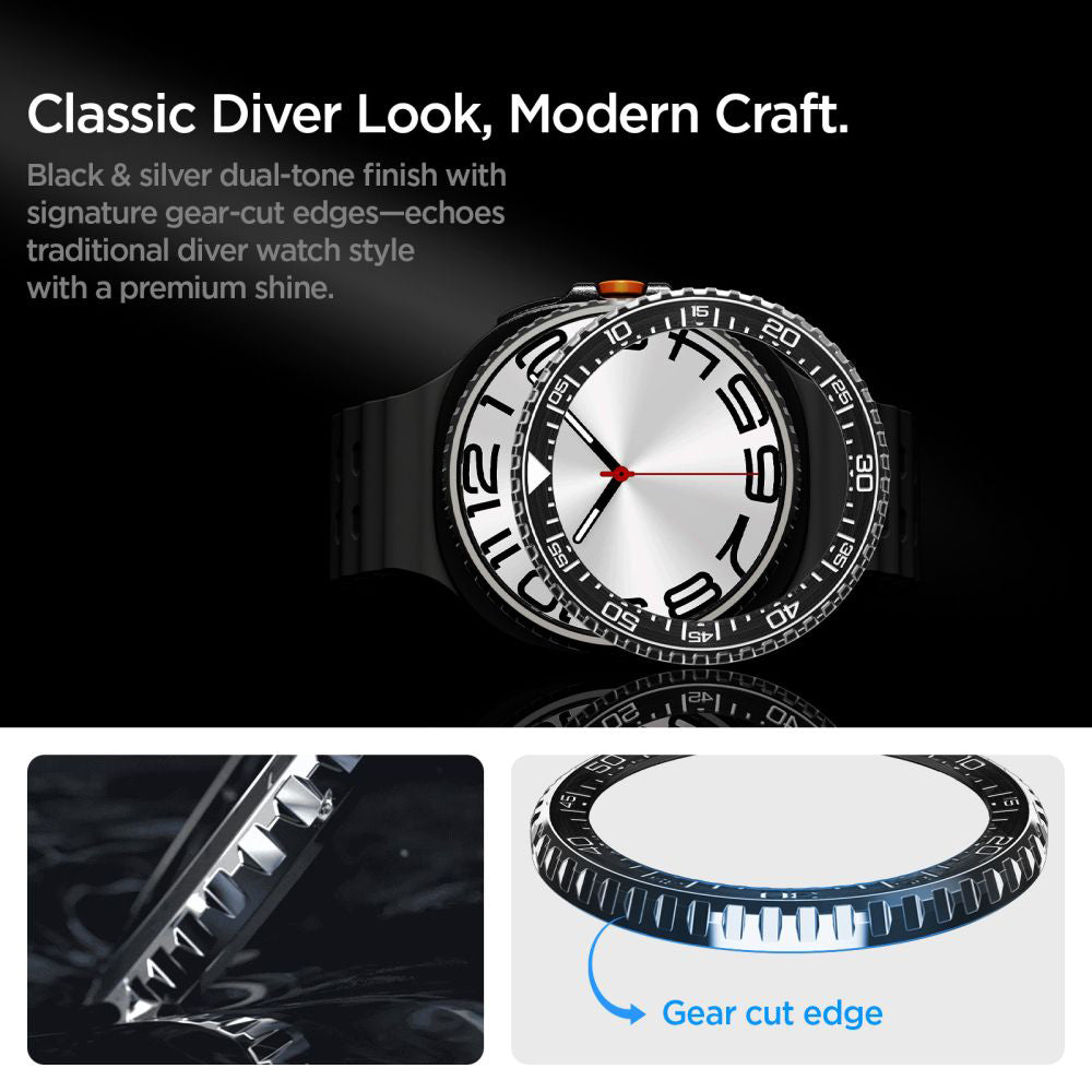 Marco de Protección Spigen Tune Pro Diver para Samsung Galaxy Watch8 Classic, Negro