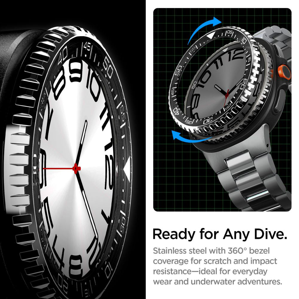 Marco de Protección Spigen Tune Pro Diver para Samsung Galaxy Watch8 Classic, Negro