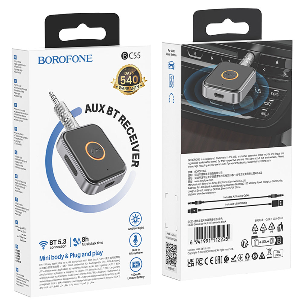Borofone BC55 Suave Bluetooth Receiver, Black