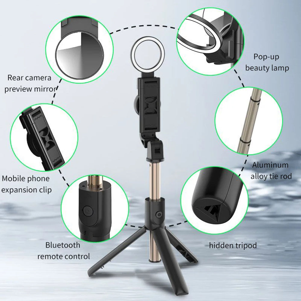 Selfie Stick Bluetooth Techsuit K13, Universal, Negro