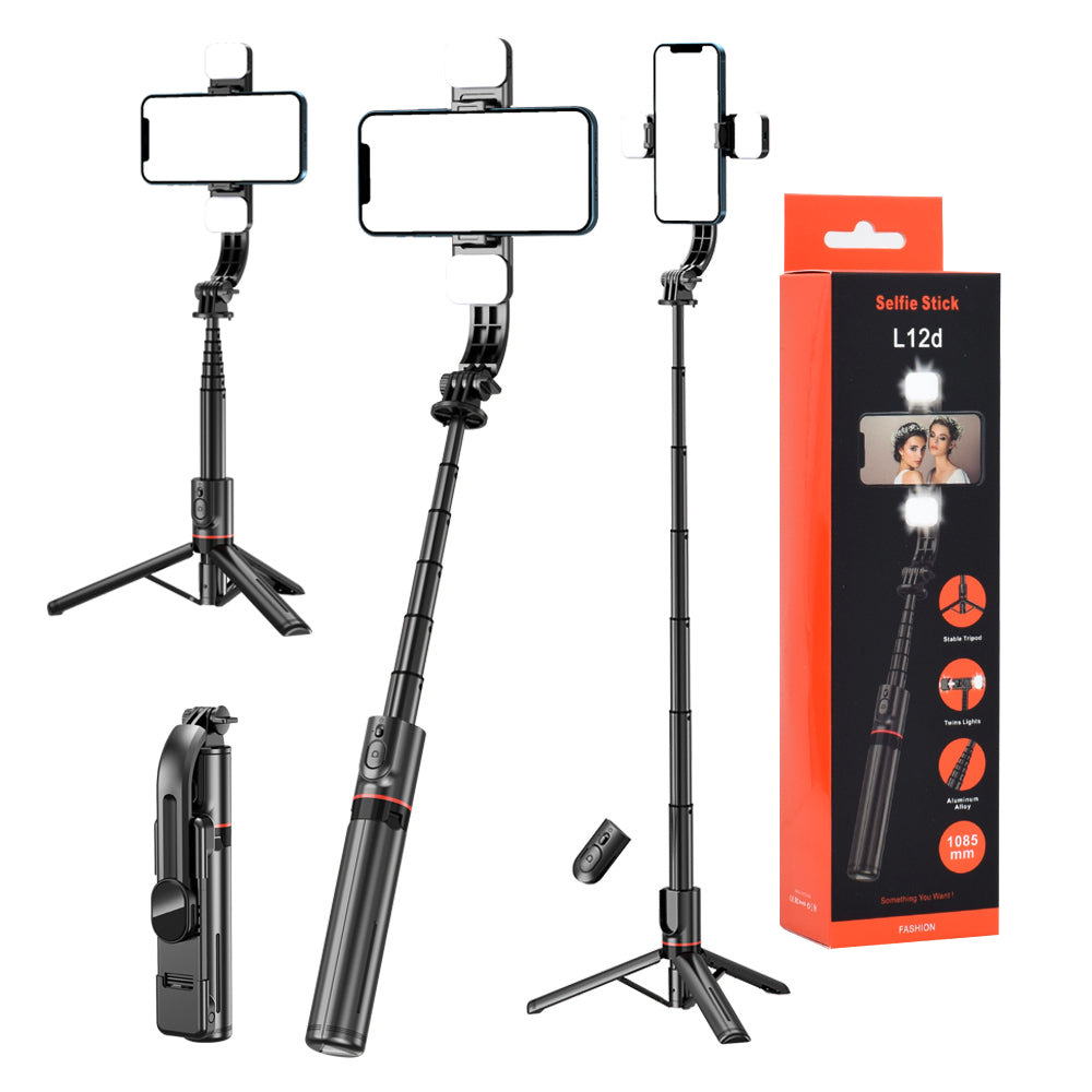 Selfie Stick Bluetooth Techsuit L12D, Universal, Negro