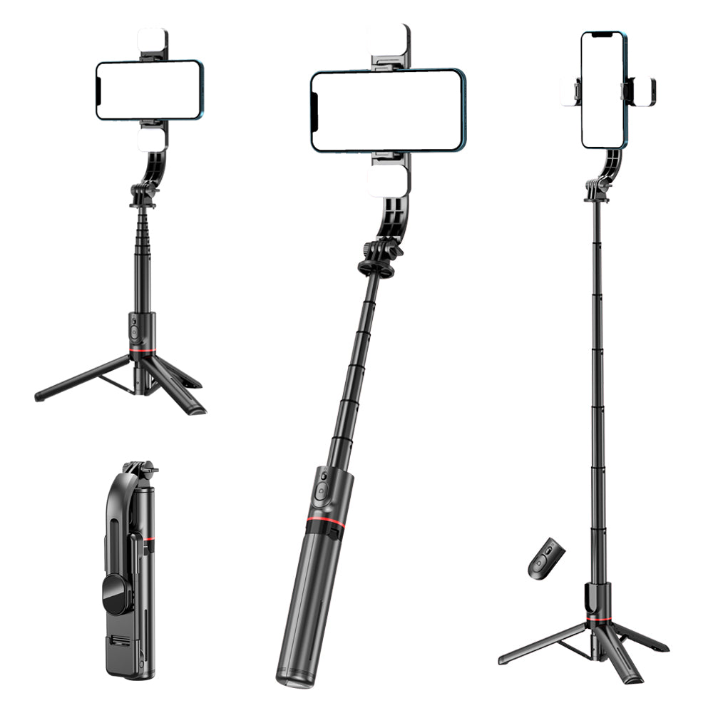 Selfie Stick Bluetooth Techsuit L12D, Universal, Negro