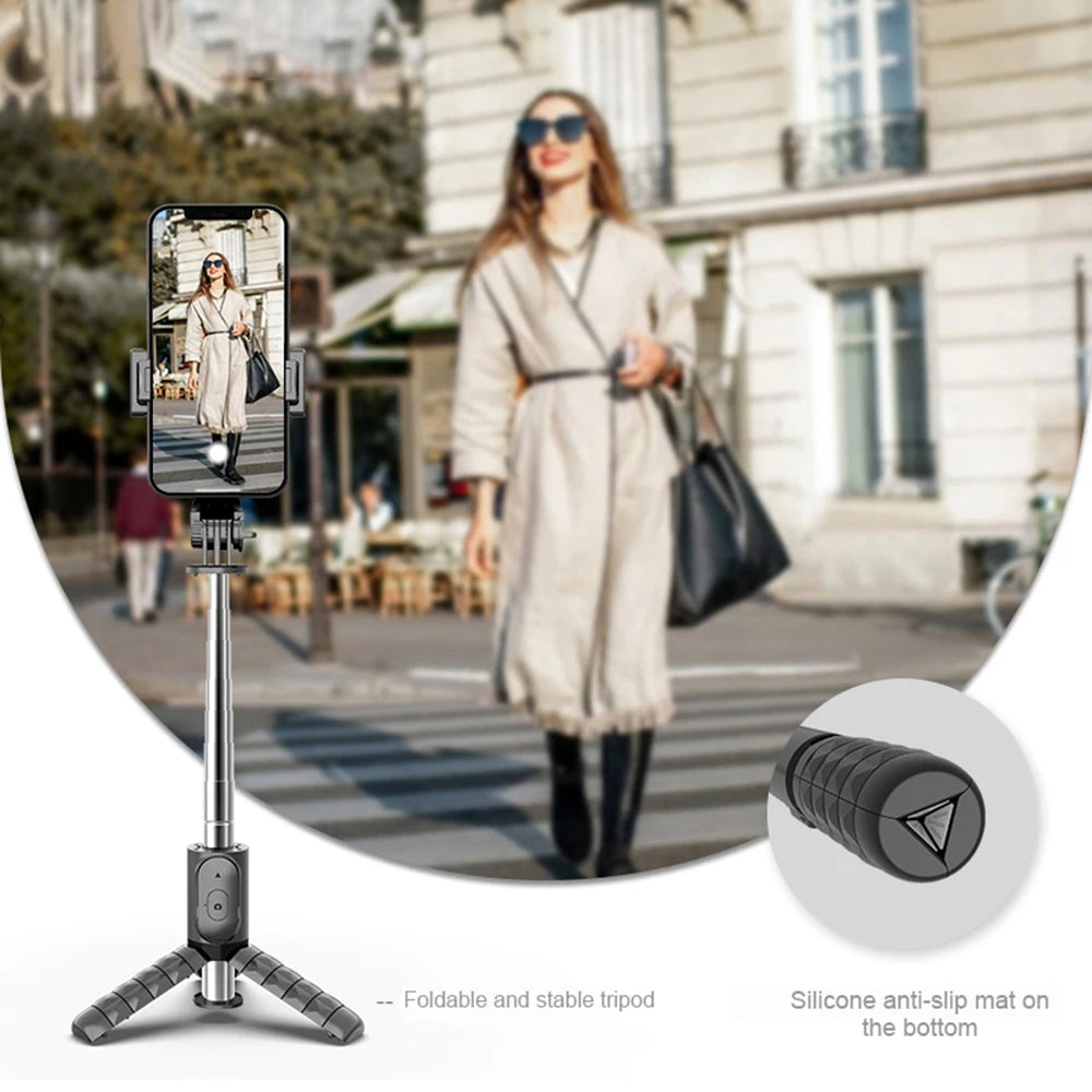 Selfie Stick Bluetooth Techsuit Q11s, Universal, Negro