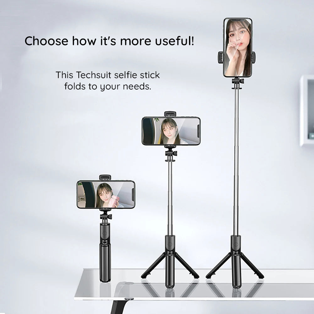 Selfie Stick Bluetooth Techsuit S03, Universal, Negro
