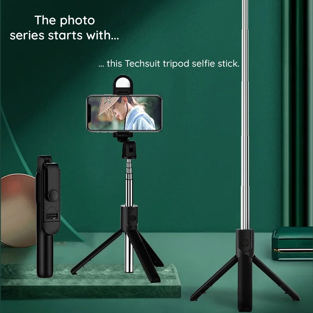 Selfie Stick Bluetooth Techsuit S05-S, Universal, Negro