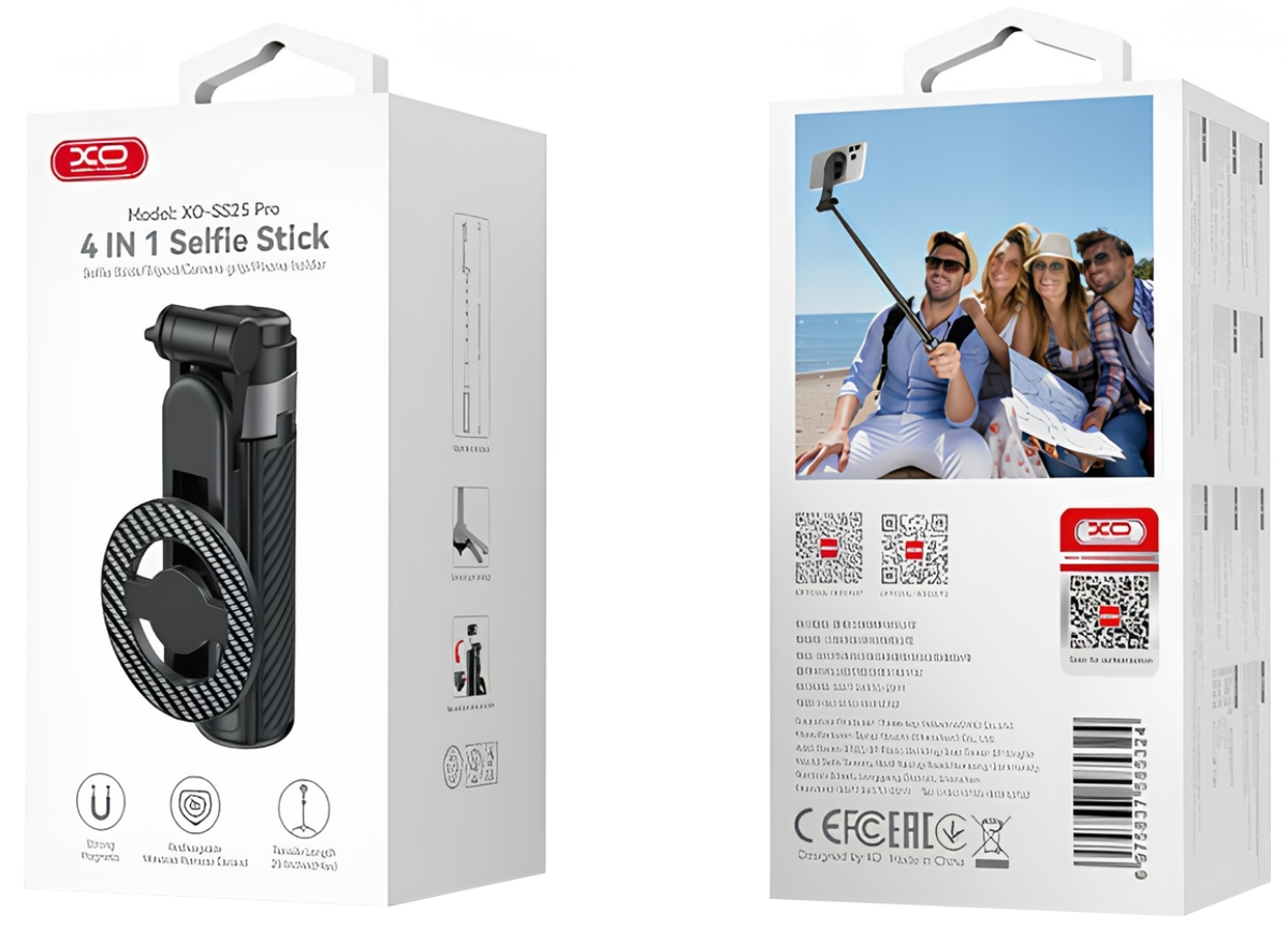 Selfie Stick Bluetooth XO Design SS25 Pro, Universal, Negro
