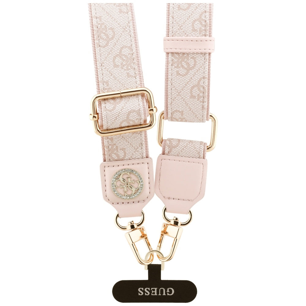 Guess 4G Strass Metal Logo Phone Lanyard, Pink