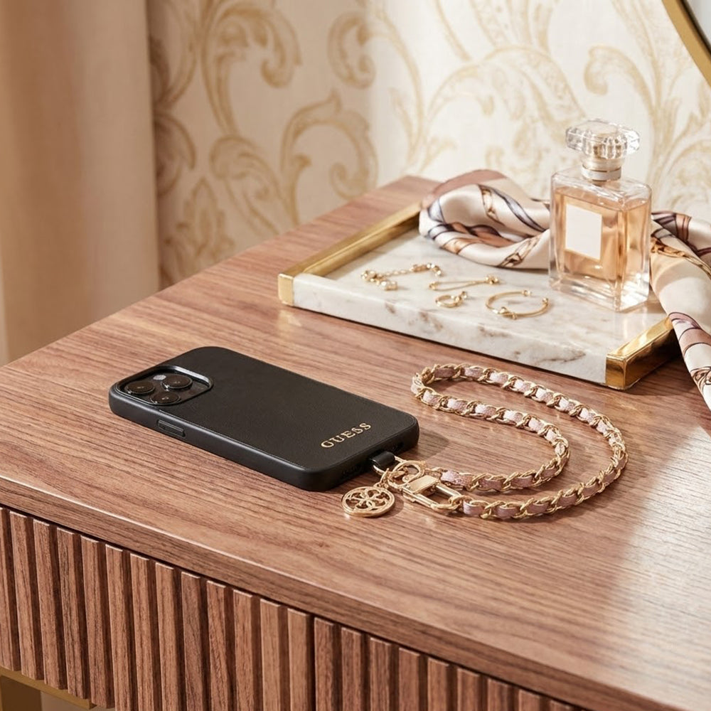 Cordón para Teléfono Guess Saffiano 4G Charm, Negro