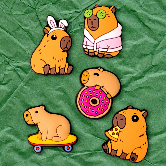 Pegatina 3D OEM Capibara para Funda de Teléfono / Tableta, Set de 5 piezas, Multicolor