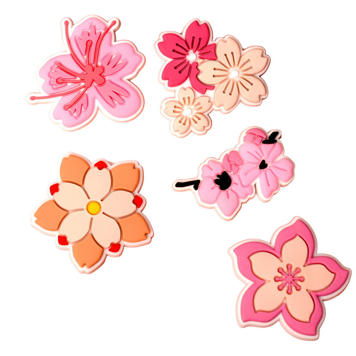 Sticker 3D OEM Pink Blossom para Funda de Teléfono / Tableta, Set de 5 piezas, Multicolor