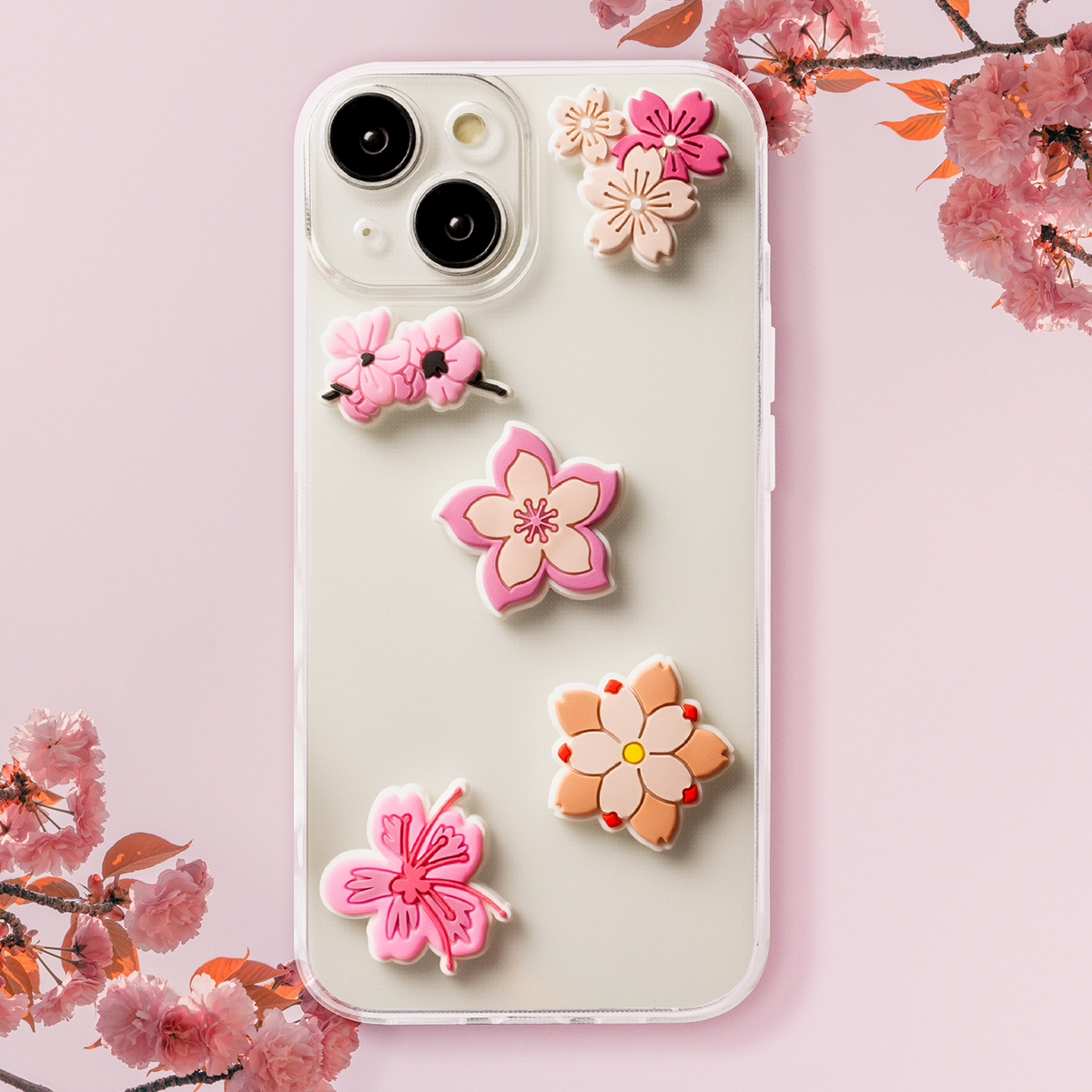 Sticker 3D OEM Pink Blossom para Funda de Teléfono / Tableta, Set de 5 piezas, Multicolor