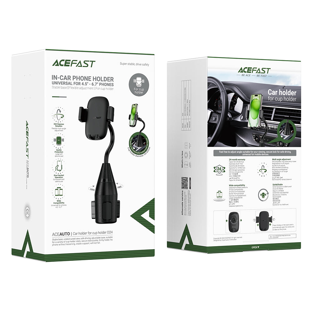 Soporte para Auto Acefast D24, 4.5 pulgadas - 6.7 pulgadas, Negro