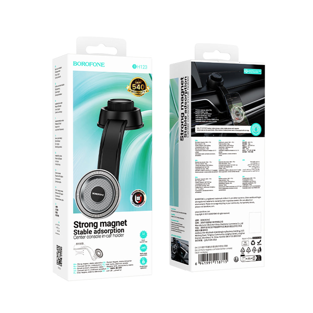 Soporte Magnético para Auto Borofone BH123 Profit, 4.5 pulgadas - 7 pulgadas, Negro