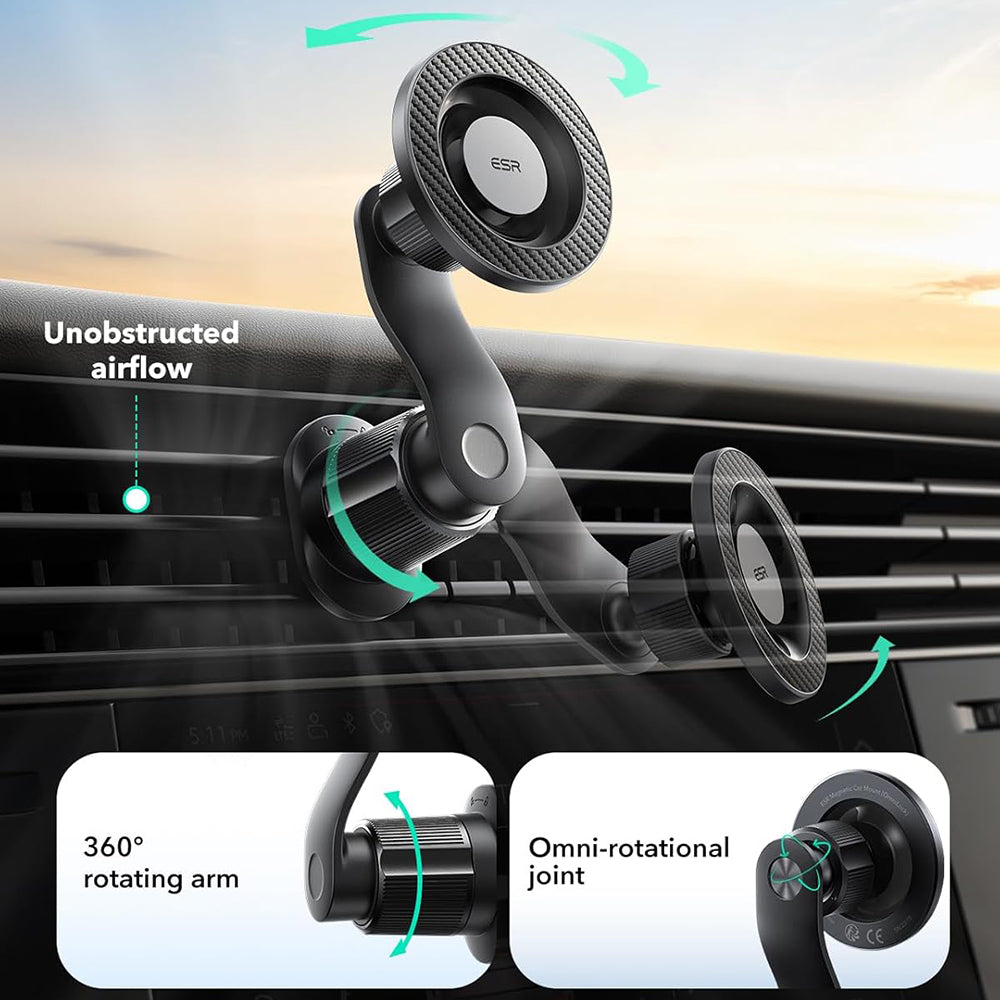 Soporte Auto Magnético ESR OmniLock Vent, Universal, Negro