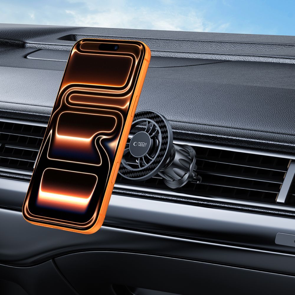Soporte Auto Magnético Tech-Protect N56 Carbon Vent, Universal, Negro