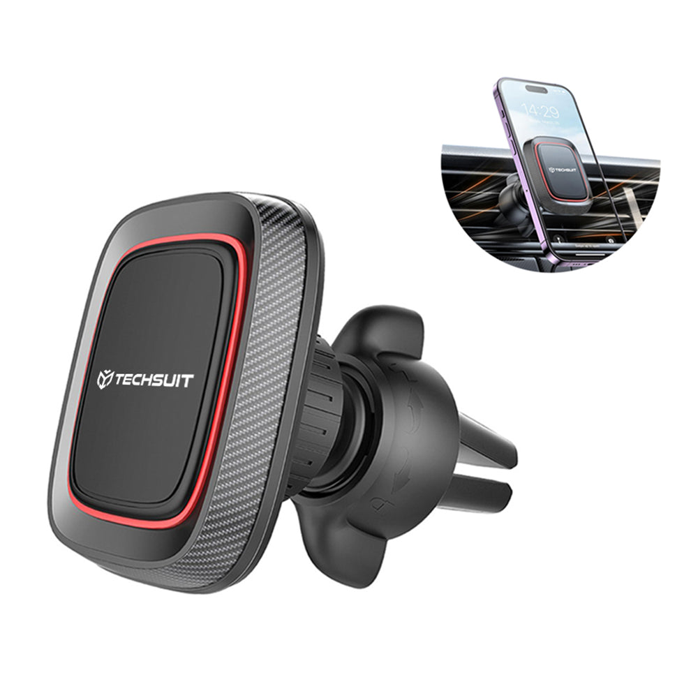 Soporte Auto Magnético Techsuit S4, Universal, Negro Rojo
