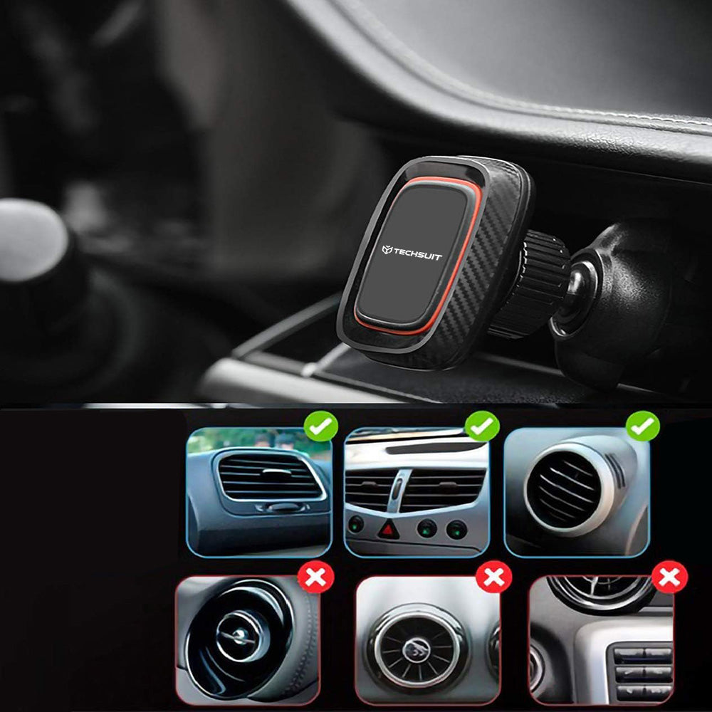 Soporte Auto Magnético Techsuit S4, Universal, Negro Rojo