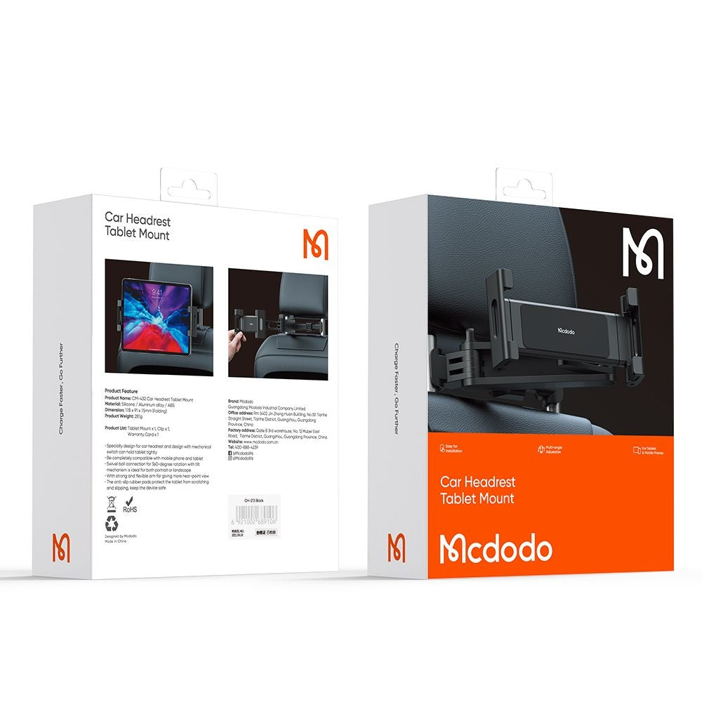 Soporte Auto Reposacabezas McDodo CM-4320 para Teléfono / Tableta, 4.7inch - 12.9inch, Negro