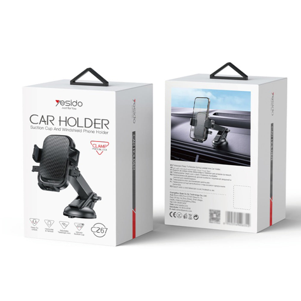 Soporte para Auto Yesido C267, 4.7inch - 7.2inch, Negro