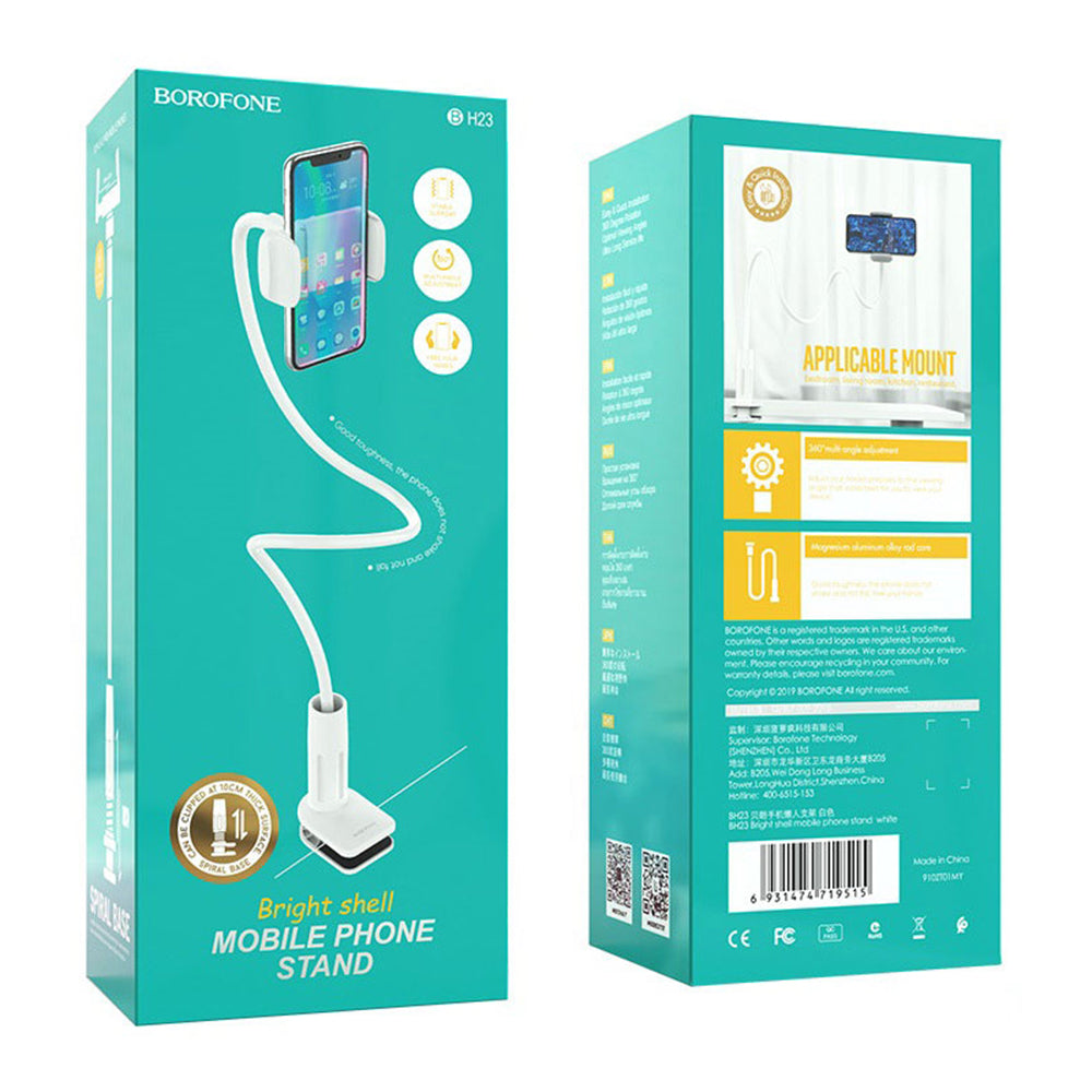 Soporte de Escritorio Borofone BH23 Bright Shell, 4.5 pulgadas - 6.5 pulgadas, Blanco