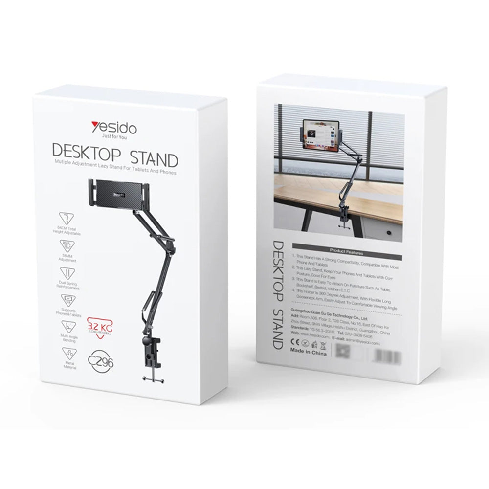 Soporte de escritorio Yesido C296 para teléfono / tableta, 4 pulgadas - 12.9 pulgadas, Negro