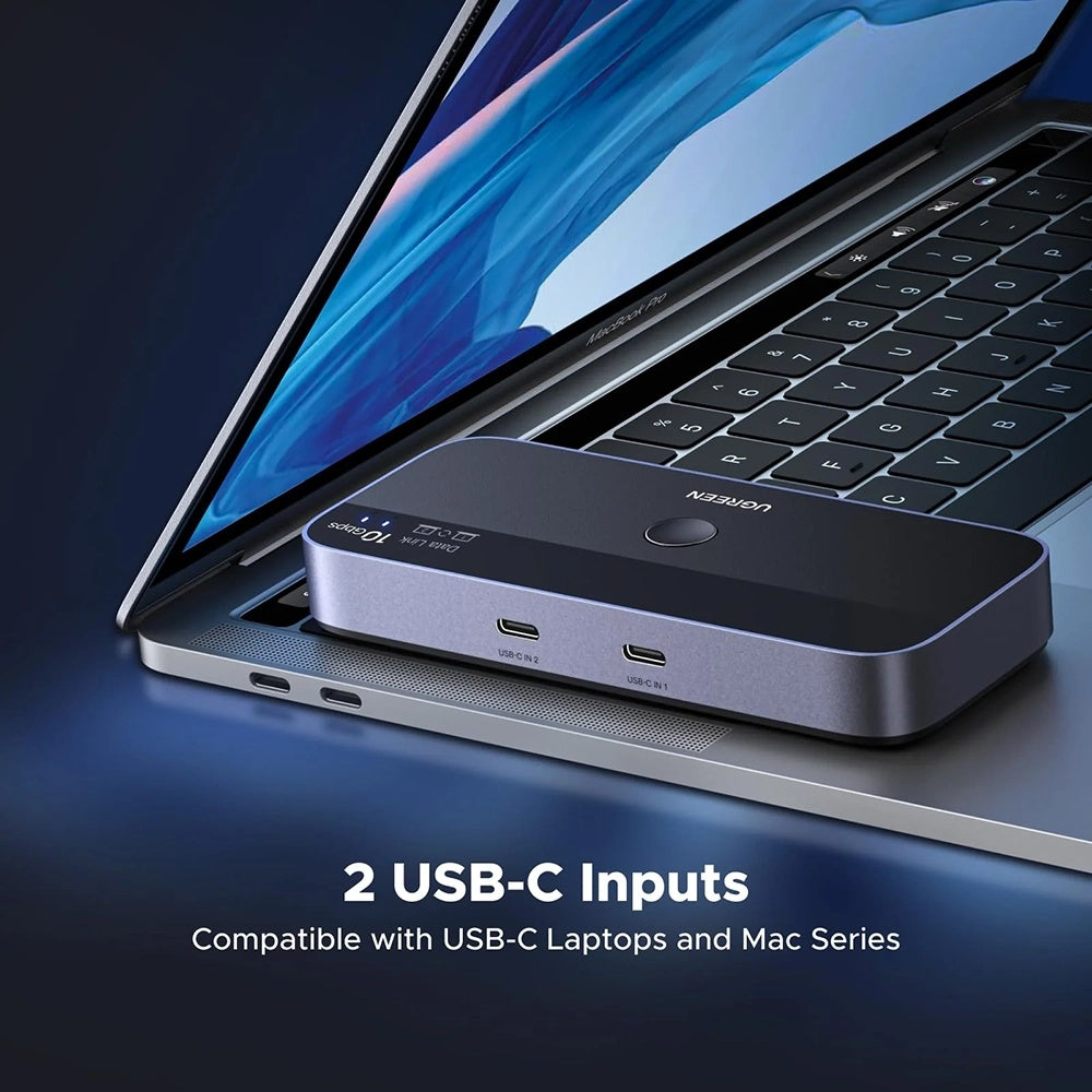 Switch USB UGREEN CM691 (45784), 3 x USB-A 3.2 - 1 x USB-C - 1 x miniUSB, Negro