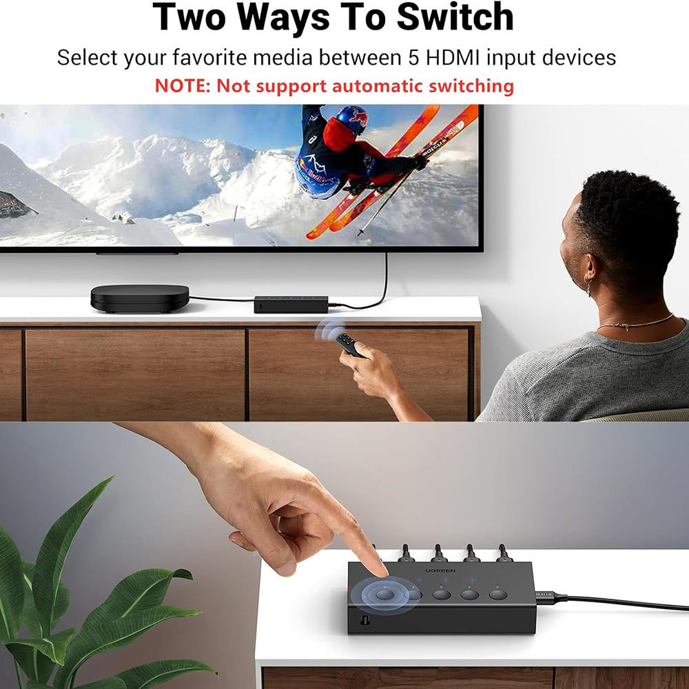Switch Video HDMI UGREEN CM568 (90512), Negro