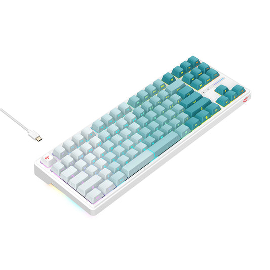 Teclado Gaming HAVIT KB901L, RGB, 1.8m, Blanco Verde