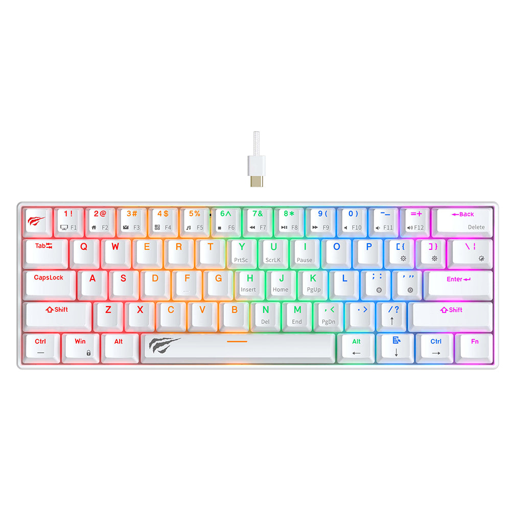 Teclado Gaming HAVIT KB903L, RGB, 1.8m, Blanco