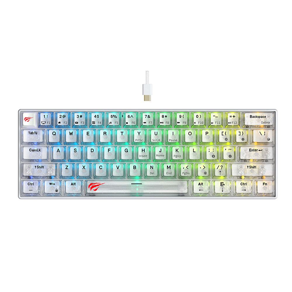 Teclado Gaming con Cable USB HAVIT KB903L, RGB, 1.8m, Transparente Blanco