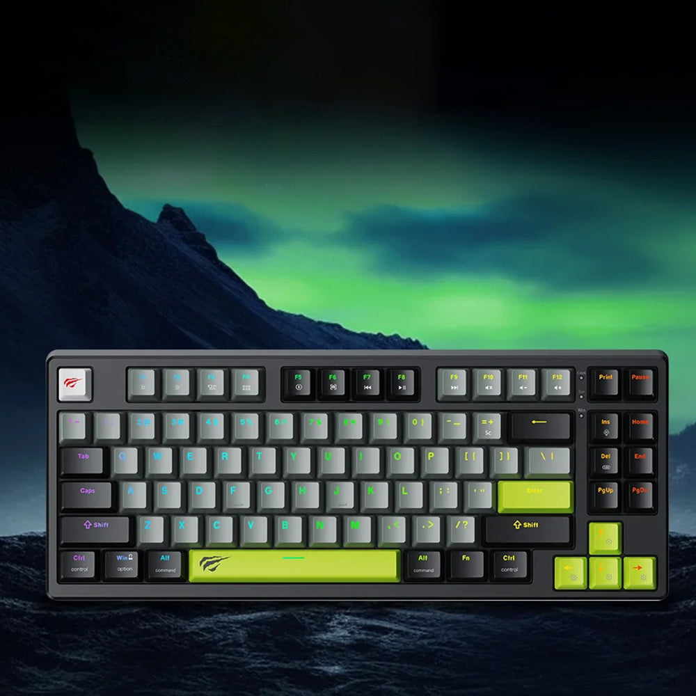 Teclado Gaming HAVIT KB904L, RGB, 1.8m, Negro Verde