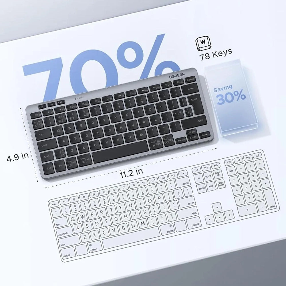 Teclado Inalámbrico UGREEN 75049, BT / Wi-Fi, Negro