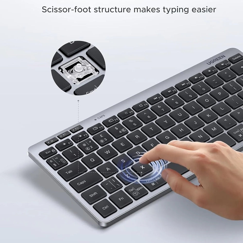 Teclado Inalámbrico UGREEN 75049, BT / Wi-Fi, Negro