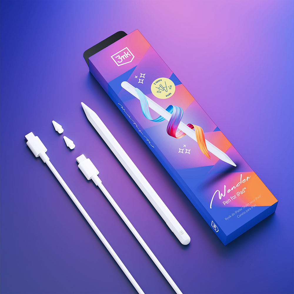 Touch Pen 3MK Wonder para Apple iPad, Versión Activa, Blanco