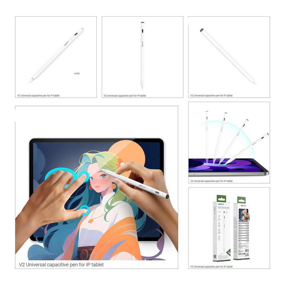 Touch Pen Acefast V2 para Apple iPad, Versión Activa, Blanco