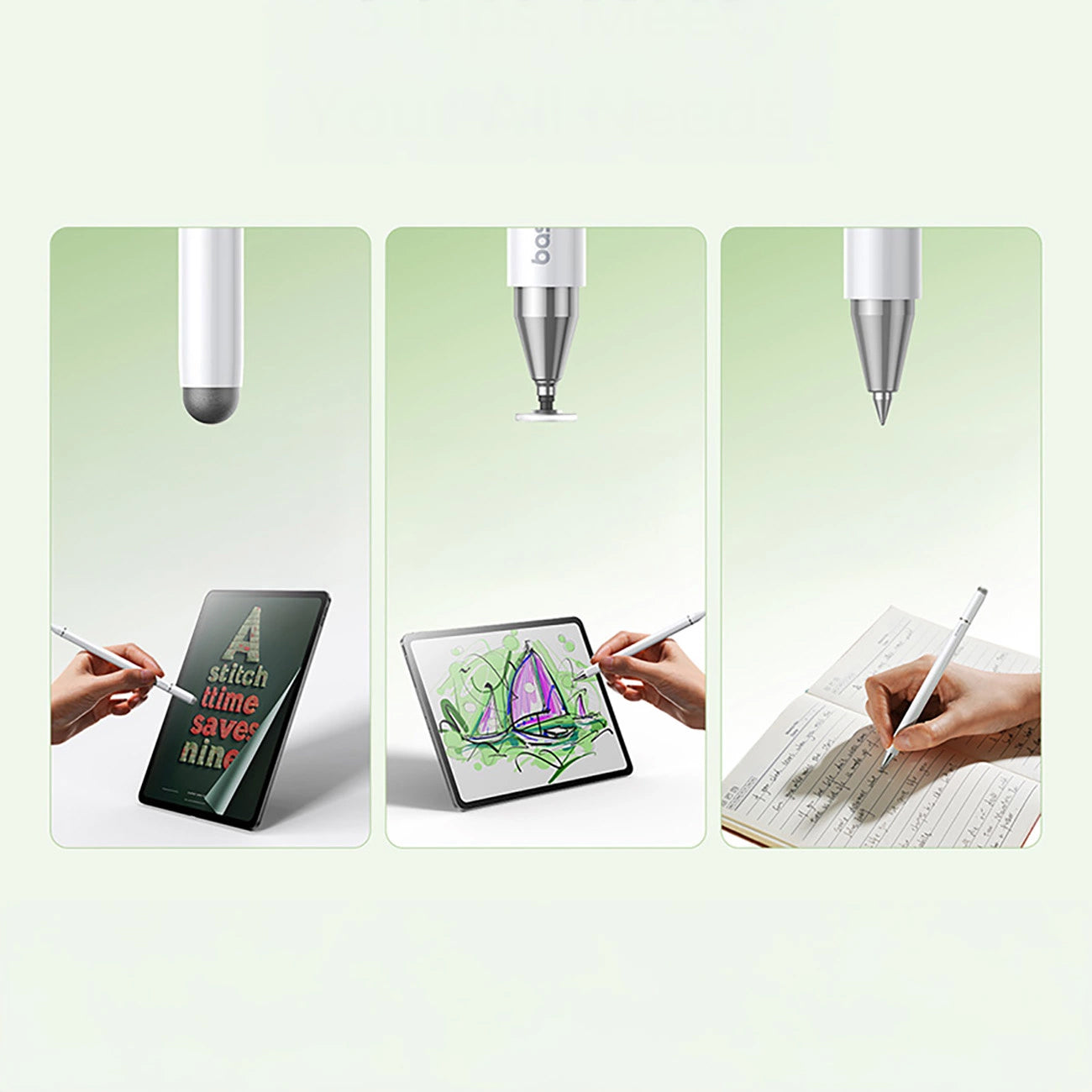 Touch Pen Baseus Smooth Writing 3 Magnetic 3in1 Series, Versión Pasiva, Blanco P80080804213-00