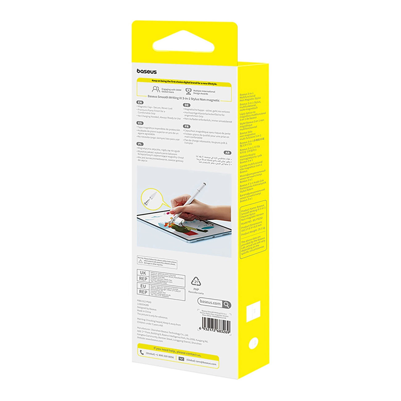 Touch Pen Baseus Smooth Writing 3 Magnetic 3in1 Series, Versión Pasiva, Blanco P80080804213-00