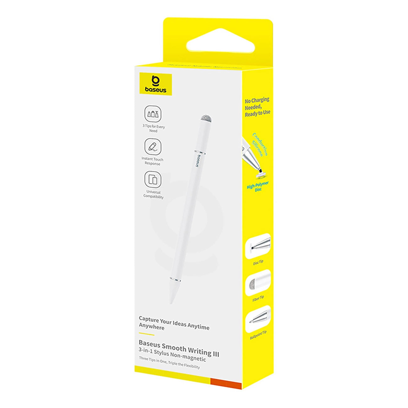 Touch Pen Baseus Smooth Writing 3 Magnetic 3in1 Series, Versión Pasiva, Blanco P80080804213-00