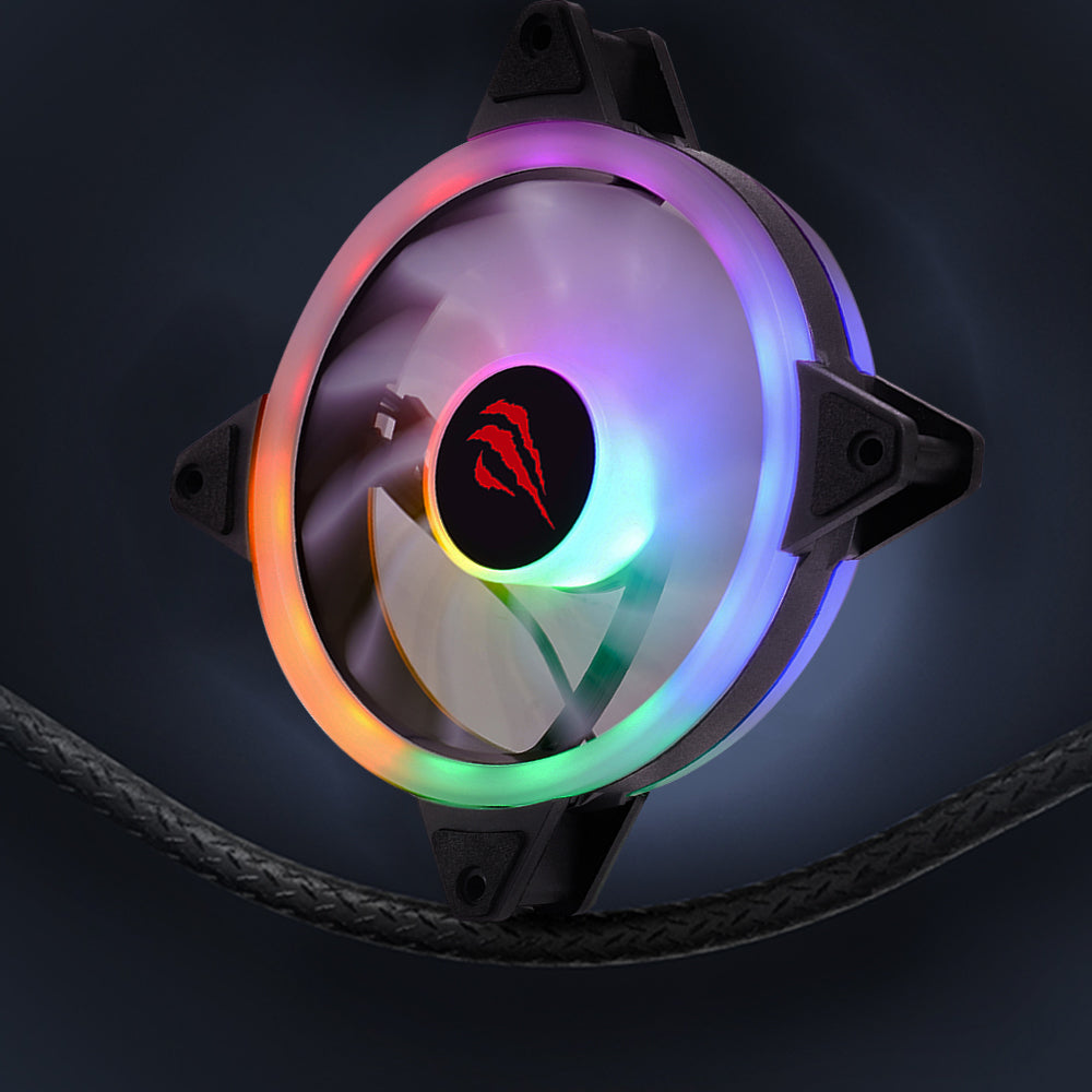 Ventilador HAVIT F2089, RGB, 1200RPM, 35dB, 1.32W, Negro