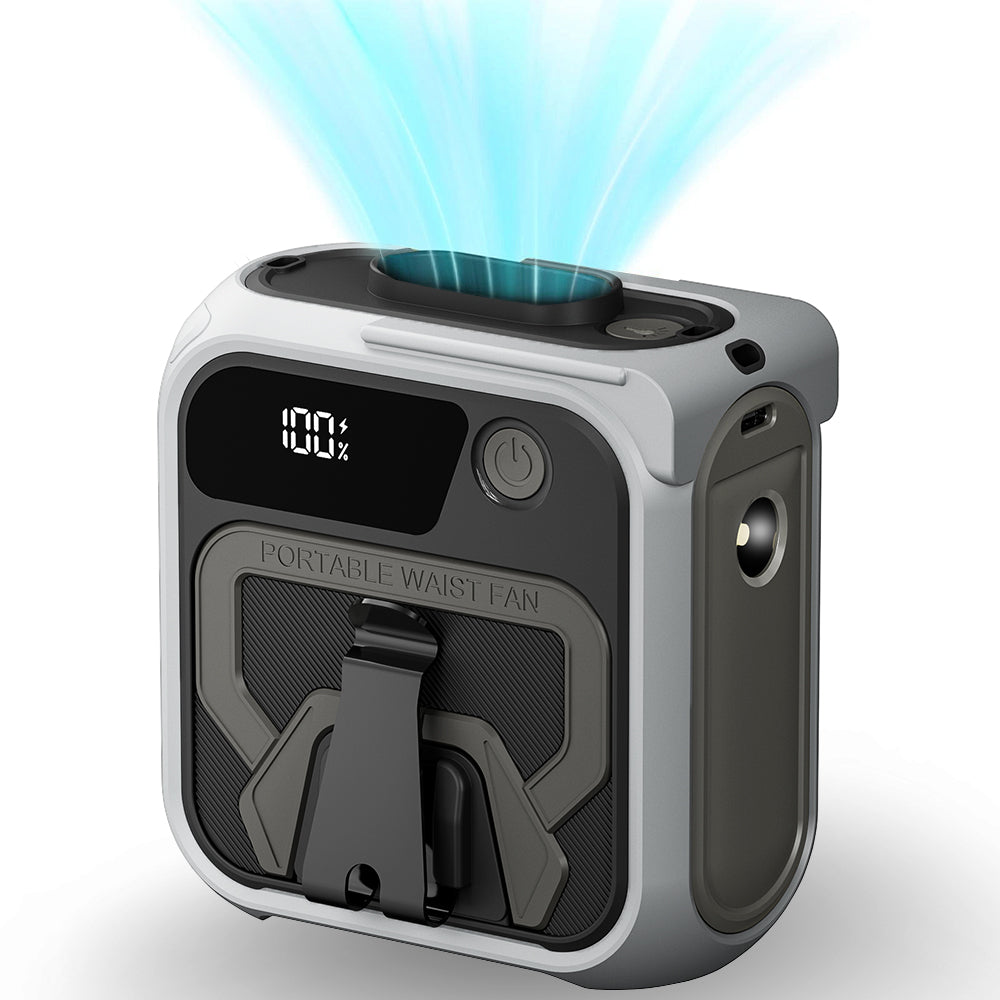 Ventilador Portátil Techsuit Z13 con batería externa 10000mAh, Gris