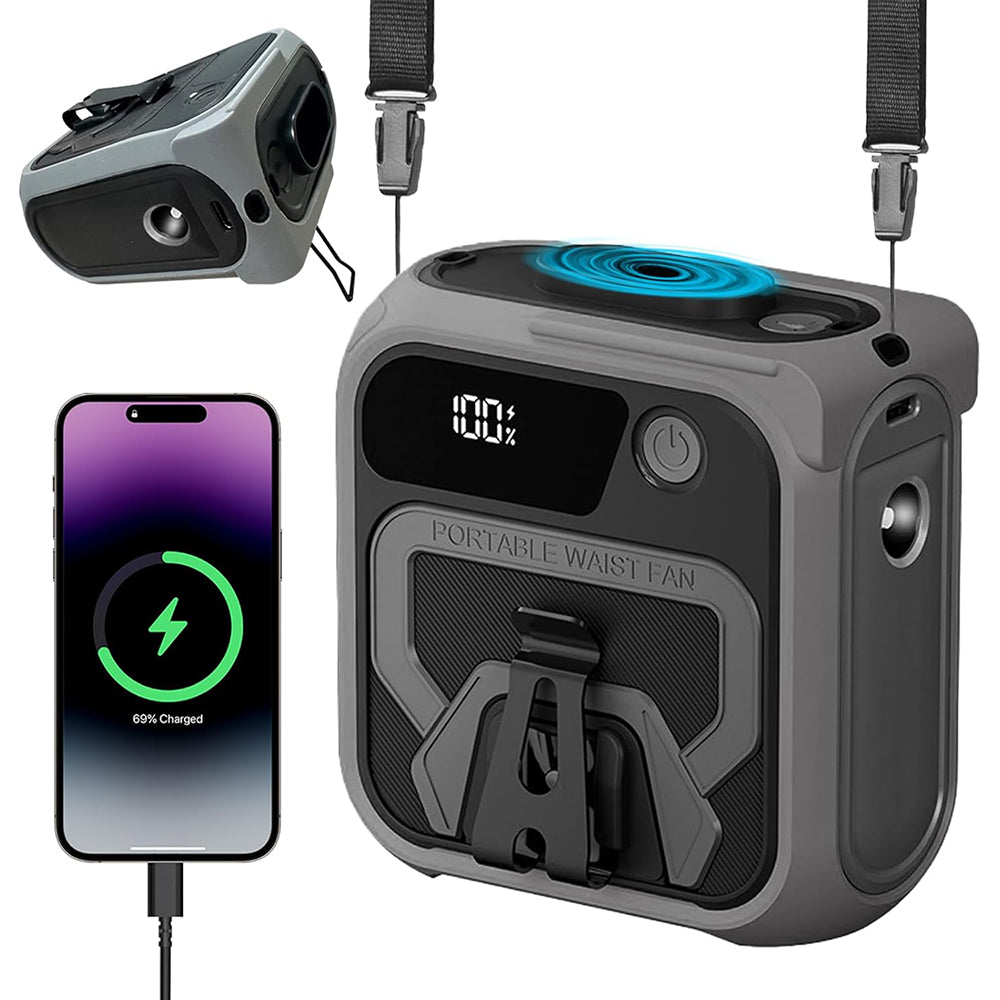 Ventilador Portátil Techsuit Z13 con batería externa 10000mAh, Gris