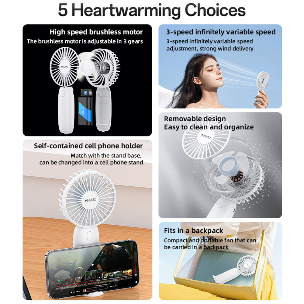 Ventilador Portátil Yesido YF15, Blanco