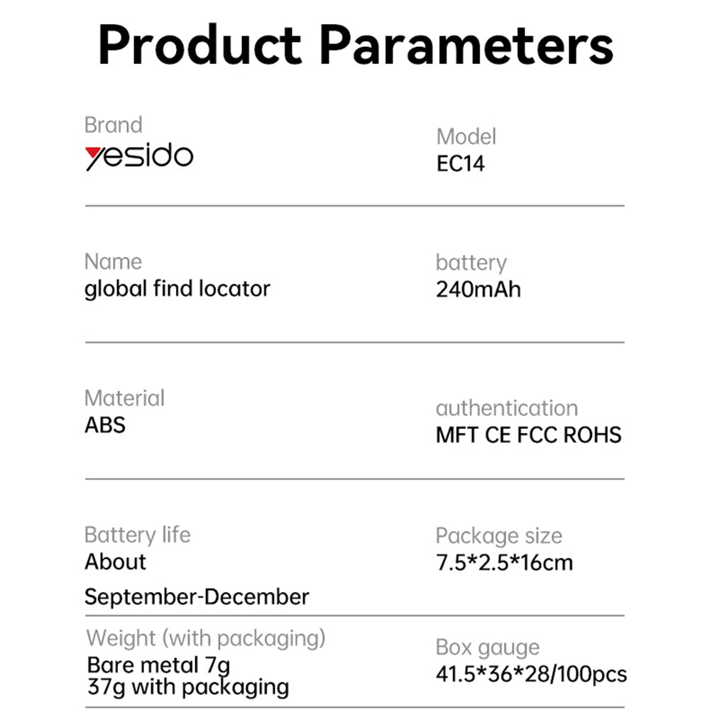 Yesido SmartTag EC14 para Series iOS, Blanco