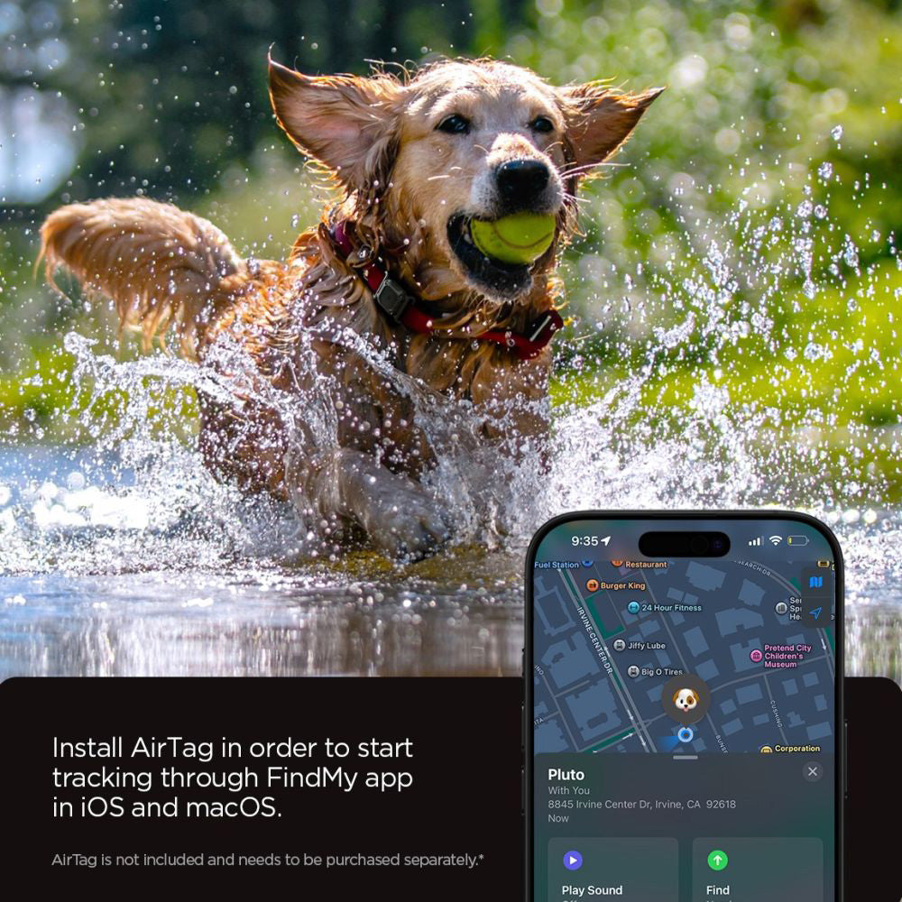 Soporte Spigen Tough Armor para Apple AirTag en Collar de Mascota, Negro