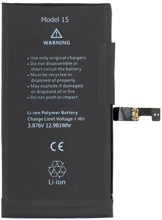 Batería Apple iPhone 15, con integración de Banda Flex BMS (no requiere soldadura de contactos)