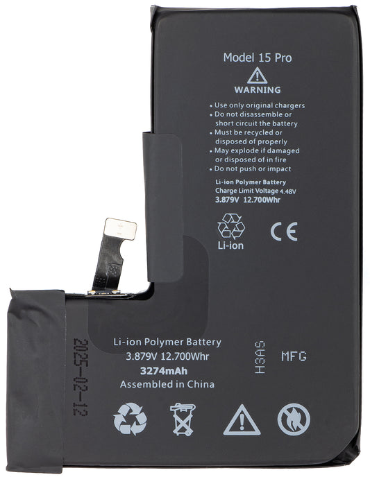 Batería Apple iPhone 15 Pro, con integración de Banda Flex BMS (no requiere soldadura de contactos)