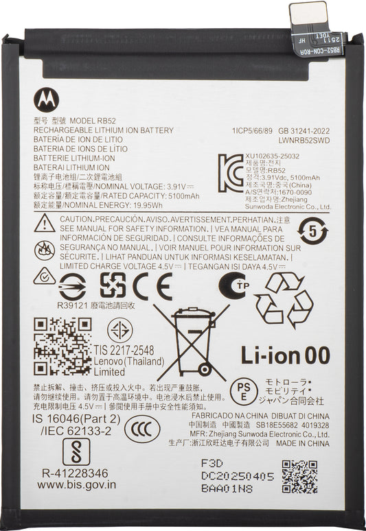 Batería Motorola Moto G56, RB52, Service Pack SB18E55682