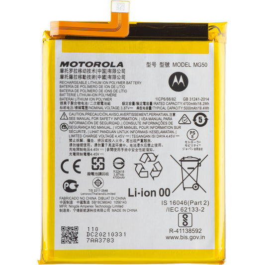 Batería Motorola Moto G9 Plus, MG50, Service Pack SB18C80753 