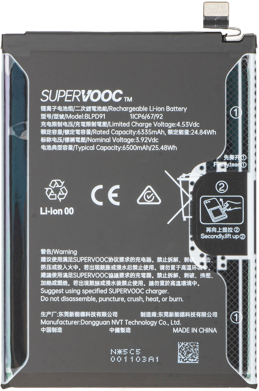 Batería Oppo Reno15, BLPD91, Service Pack 621035000419